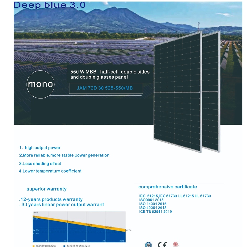 Chiny Producent Zaopatrzenie w 385 wat -610 watowe panele słoneczne System podwójny, podwójne szklanki